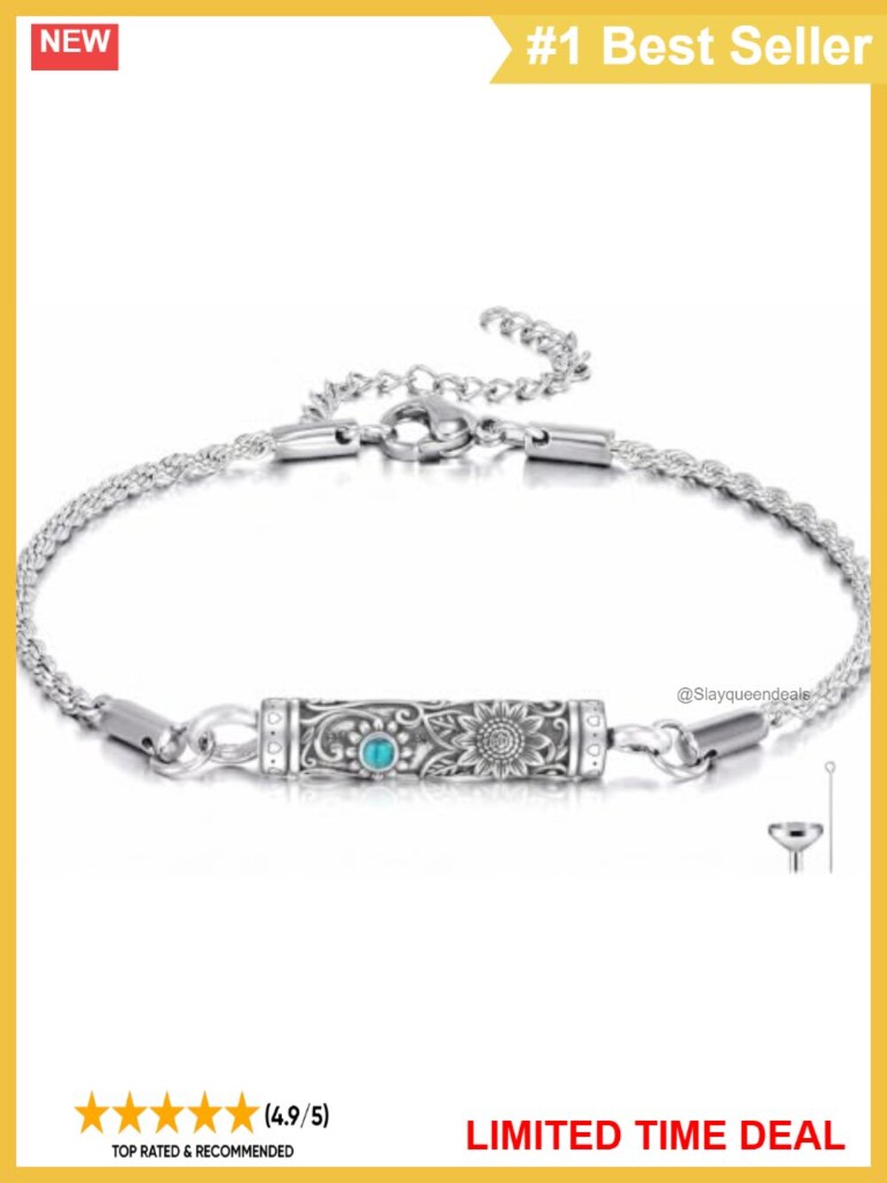 Urn Bracelet for Ashes Women Hypoallergenic Sunflower Keepsake Memorial Gift